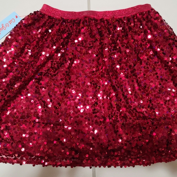 Cat & Jack Bright Red Flip Sequences Skater Skirt with Double LininngSz XL 14-16 - Picture 6 of 11